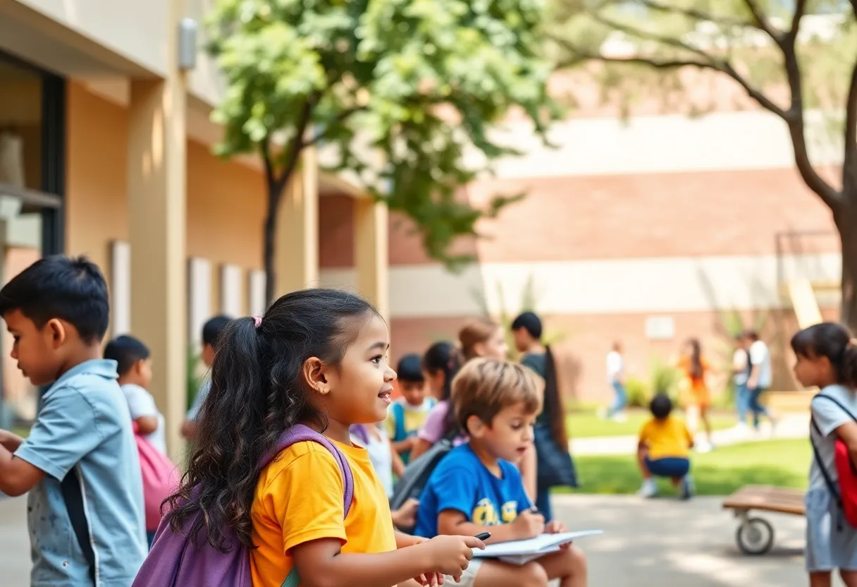 Students learning on a Houston private school campus