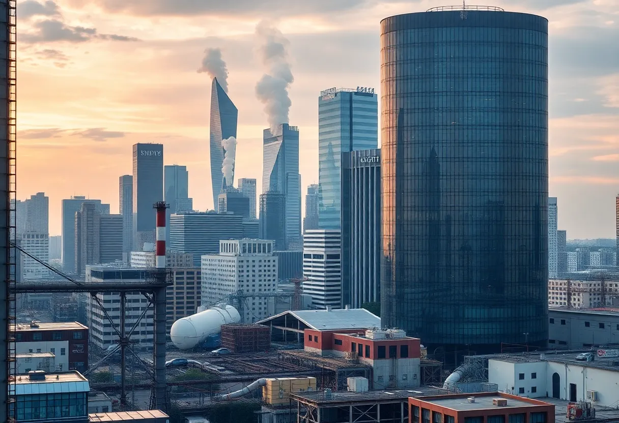 Houston skyline depicting industrial facilities