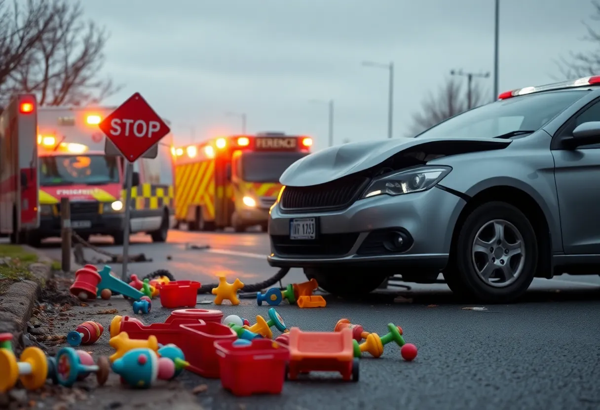 Car accident scene highlighting the need for traffic safety in Houston