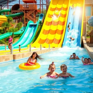 Families having fun at Houston water parks during summer