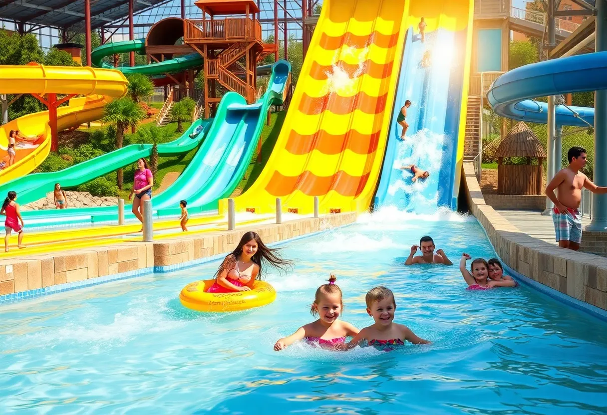 Families having fun at Houston water parks during summer