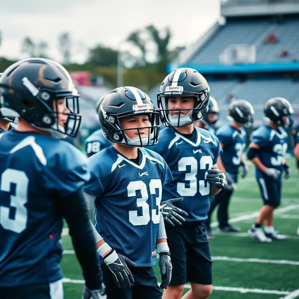 Houston Texans rookies training on the field