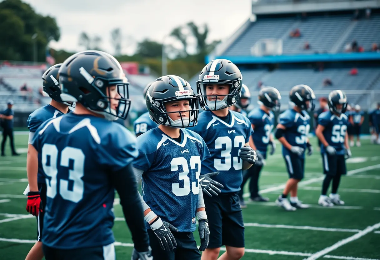 Houston Texans rookies training on the field