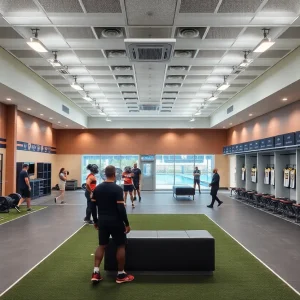 Interior view of the Memorial Hermann Football Operations Center at the University of Houston