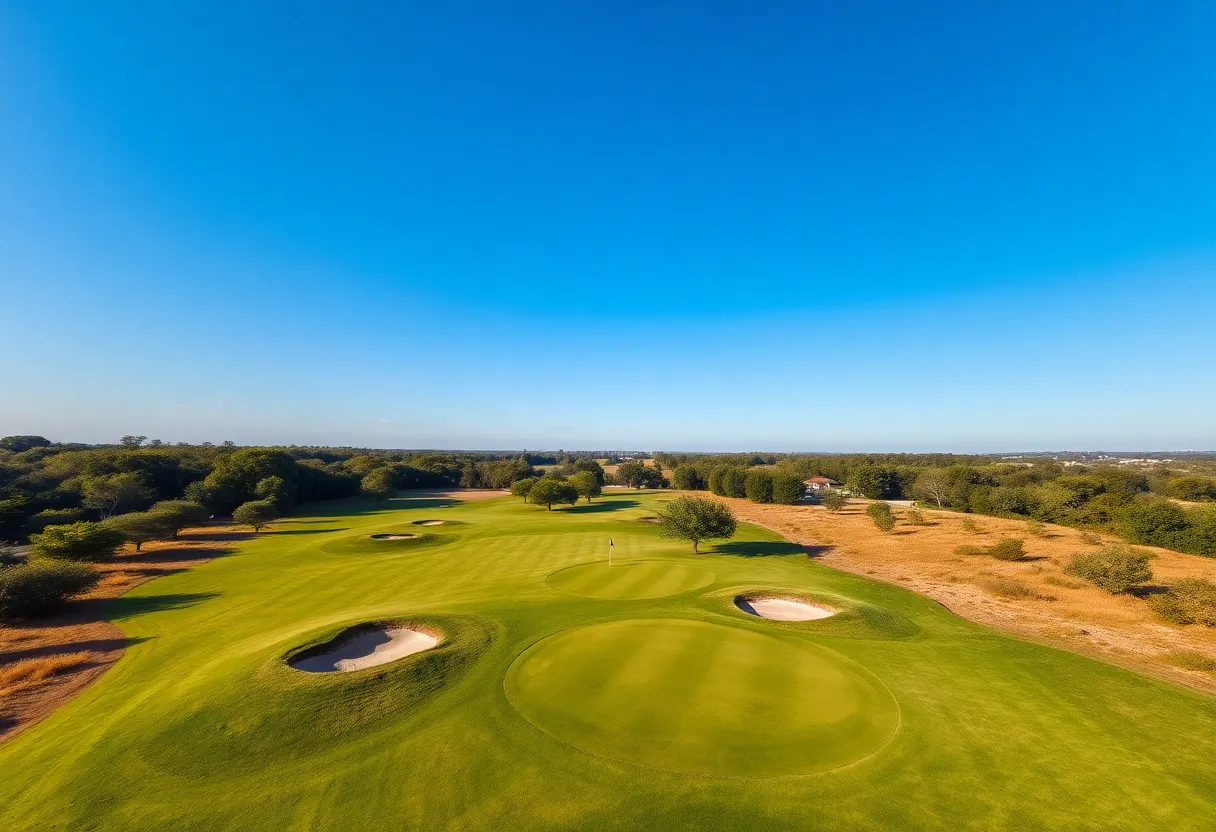 Aerial view of the Miami Championship golf course with scenic views