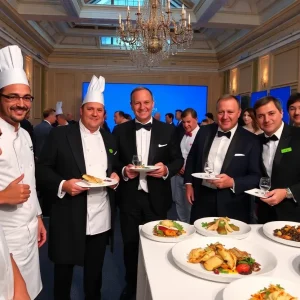 Chefs celebrating at the Michelin Guide Texas restaurant announcements