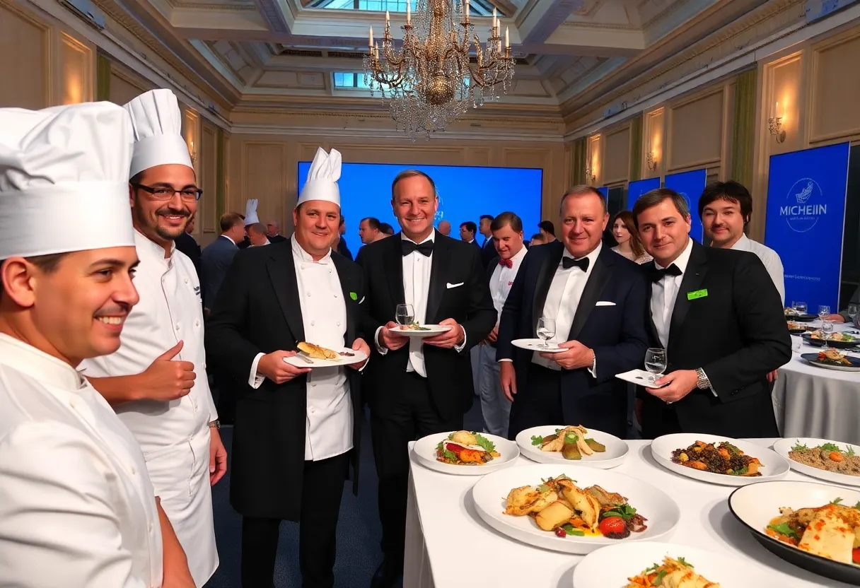 Chefs celebrating at the Michelin Guide Texas restaurant announcements