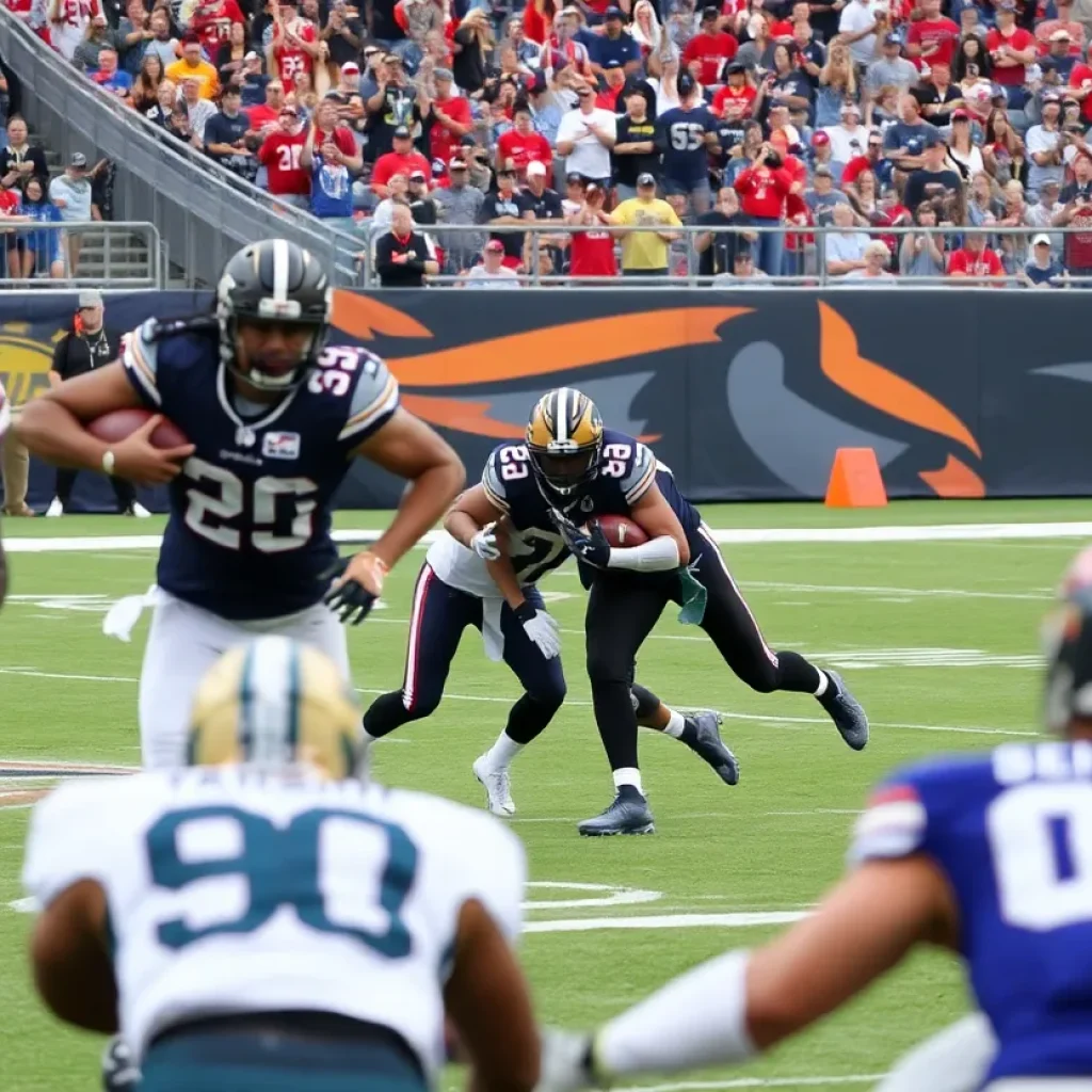 NFL players competing during a preseason game