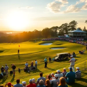 Exciting moment during a PGA Tour golf tournament