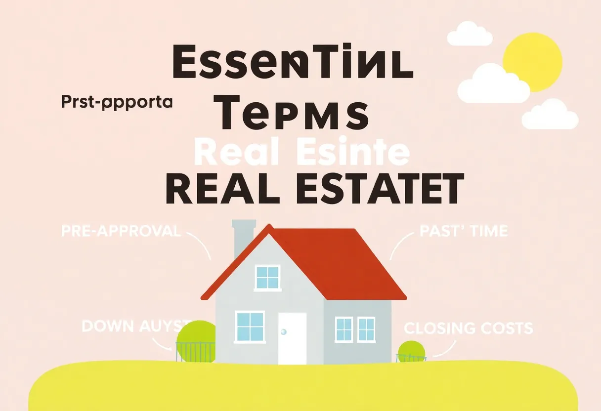 Graphic explaining essential real estate terms for first-time homebuyers