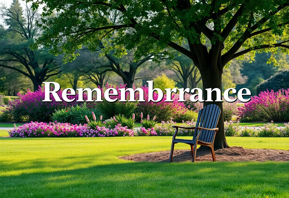 A tranquil park scene representing remembrance and family bonds.