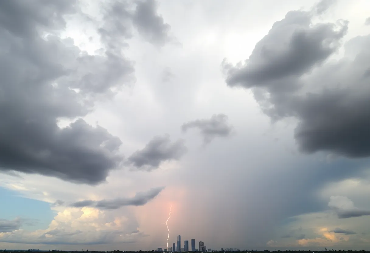Sky over Houston during scattered thunderstorms.