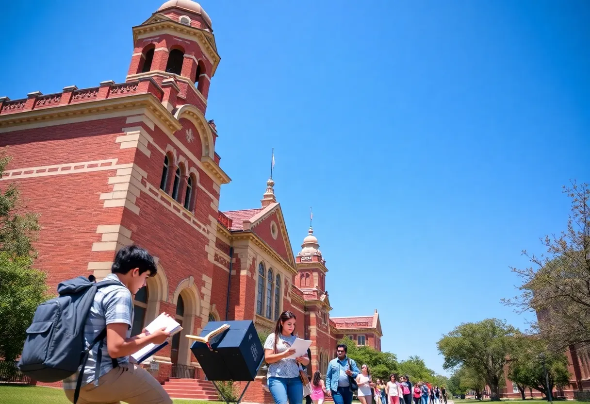Students on a Texas college campus engaged in study