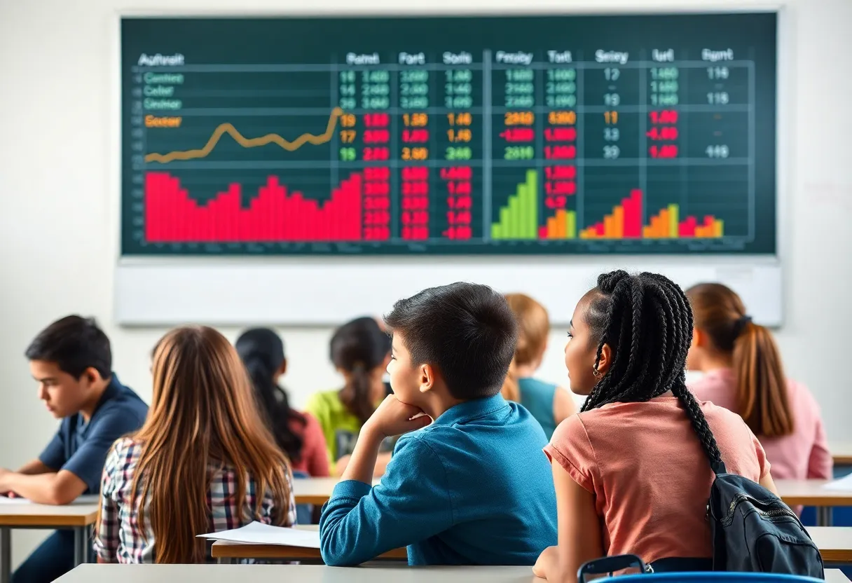Students engaged in learning in a classroom with educational materials