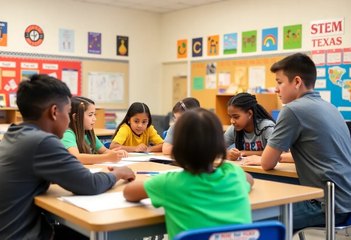 Students collaborating in a Texas high school classroom