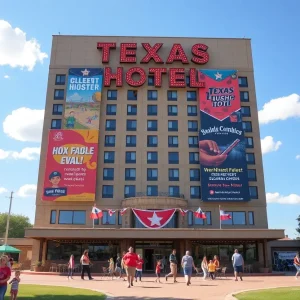 Texas hotel showcasing August travel promotions and events.