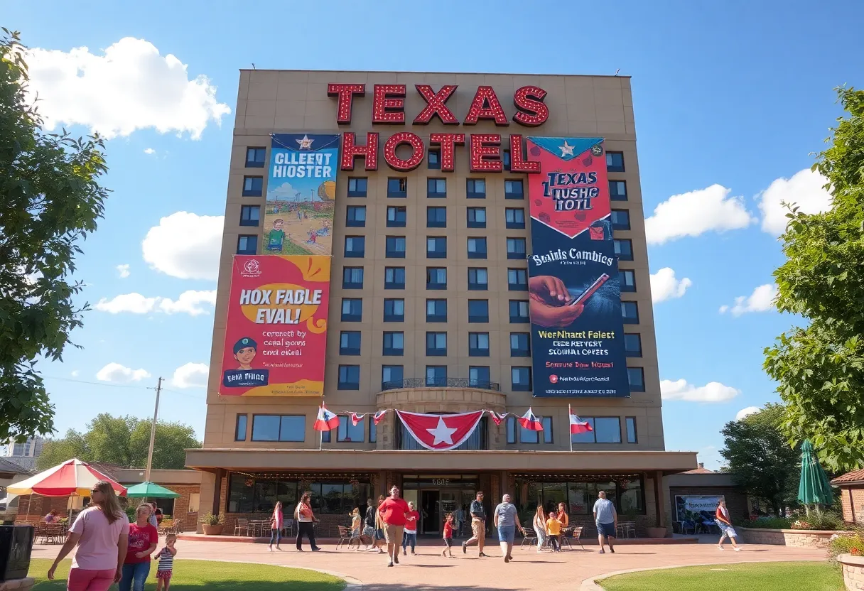 Texas hotel showcasing August travel promotions and events.
