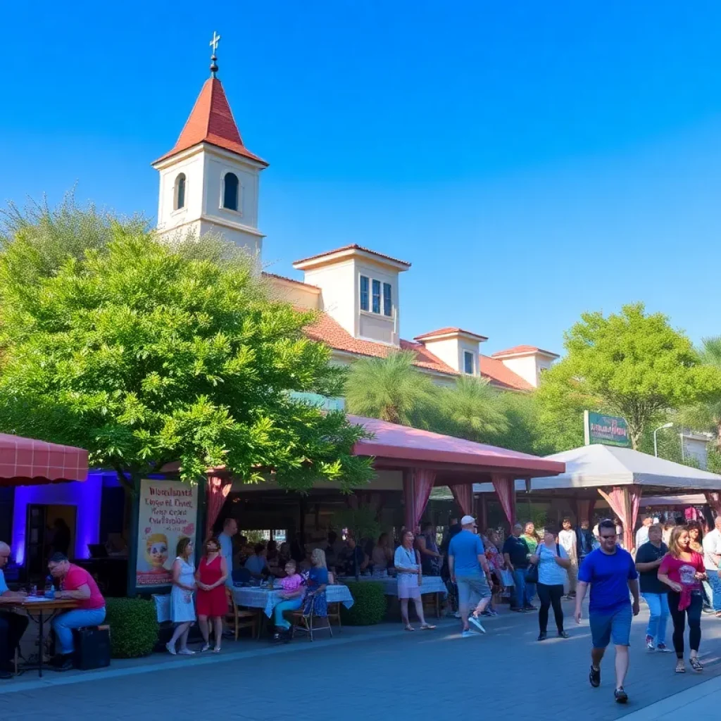 Collage of events in The Woodlands including food, music, and community gatherings