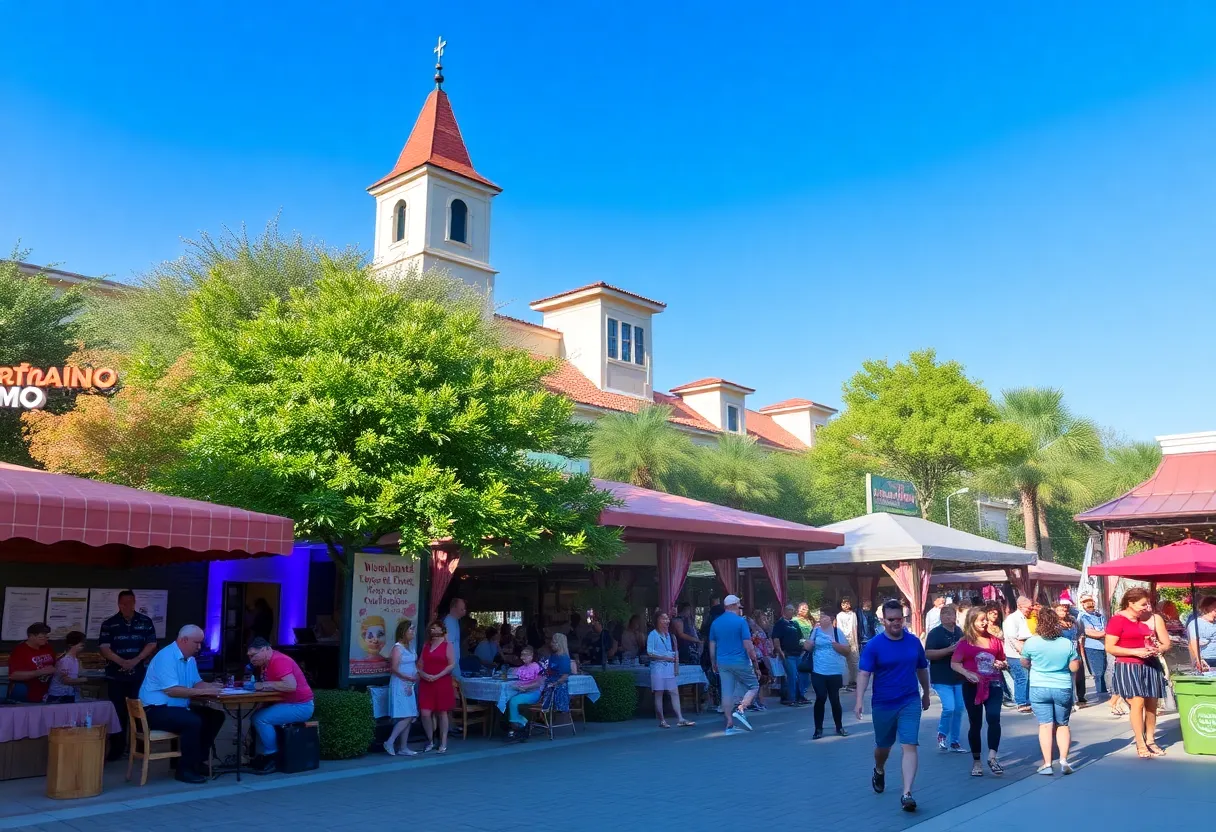 Collage of events in The Woodlands including food, music, and community gatherings