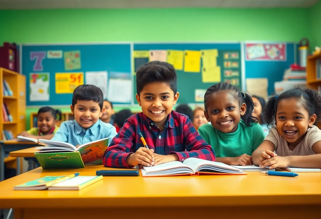 Children learning in a Houston elementary school classroom