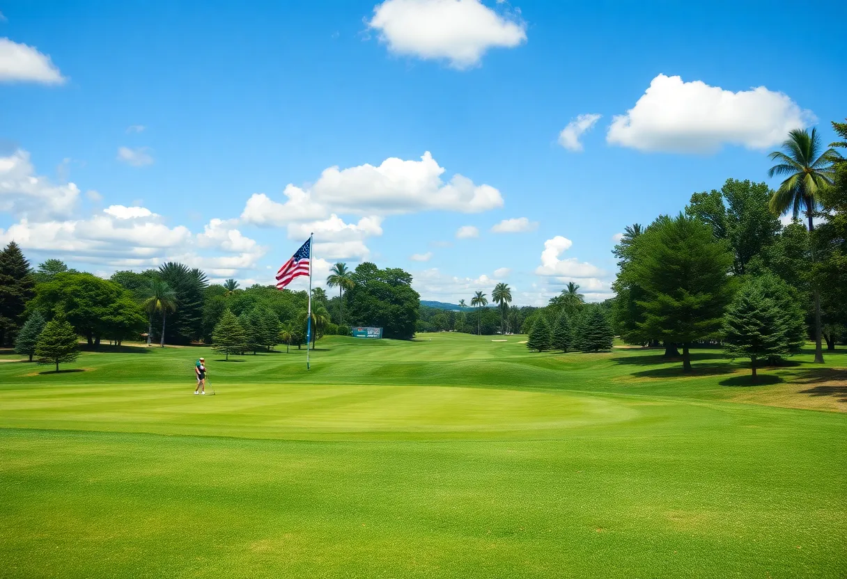 View of a golf course during a tournament