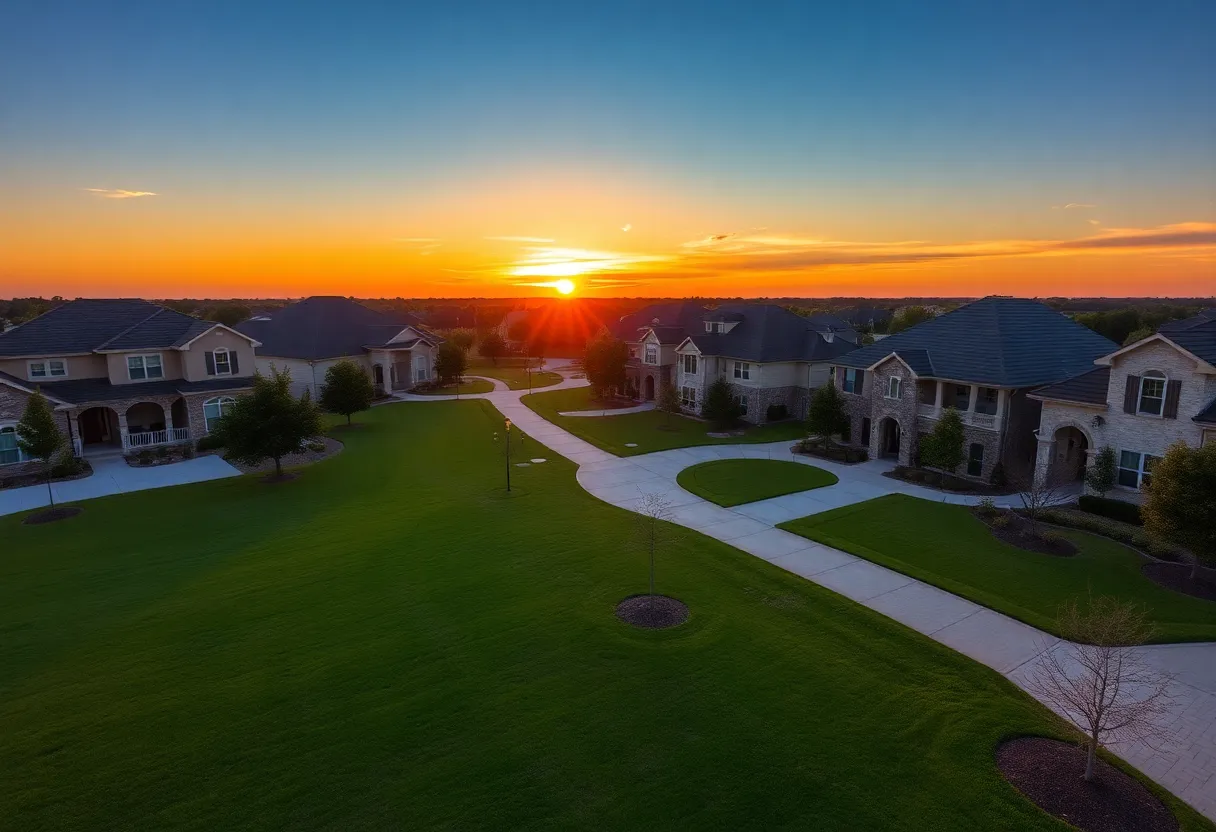 A picturesque view of West University Place, Texas, highlighting its luxurious homes and beautiful landscapes.