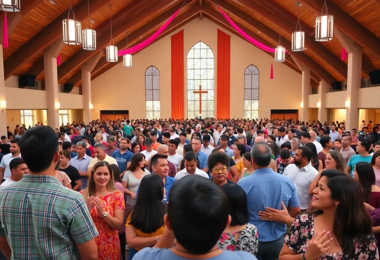 Congregation celebrating in Windsor Village Church
