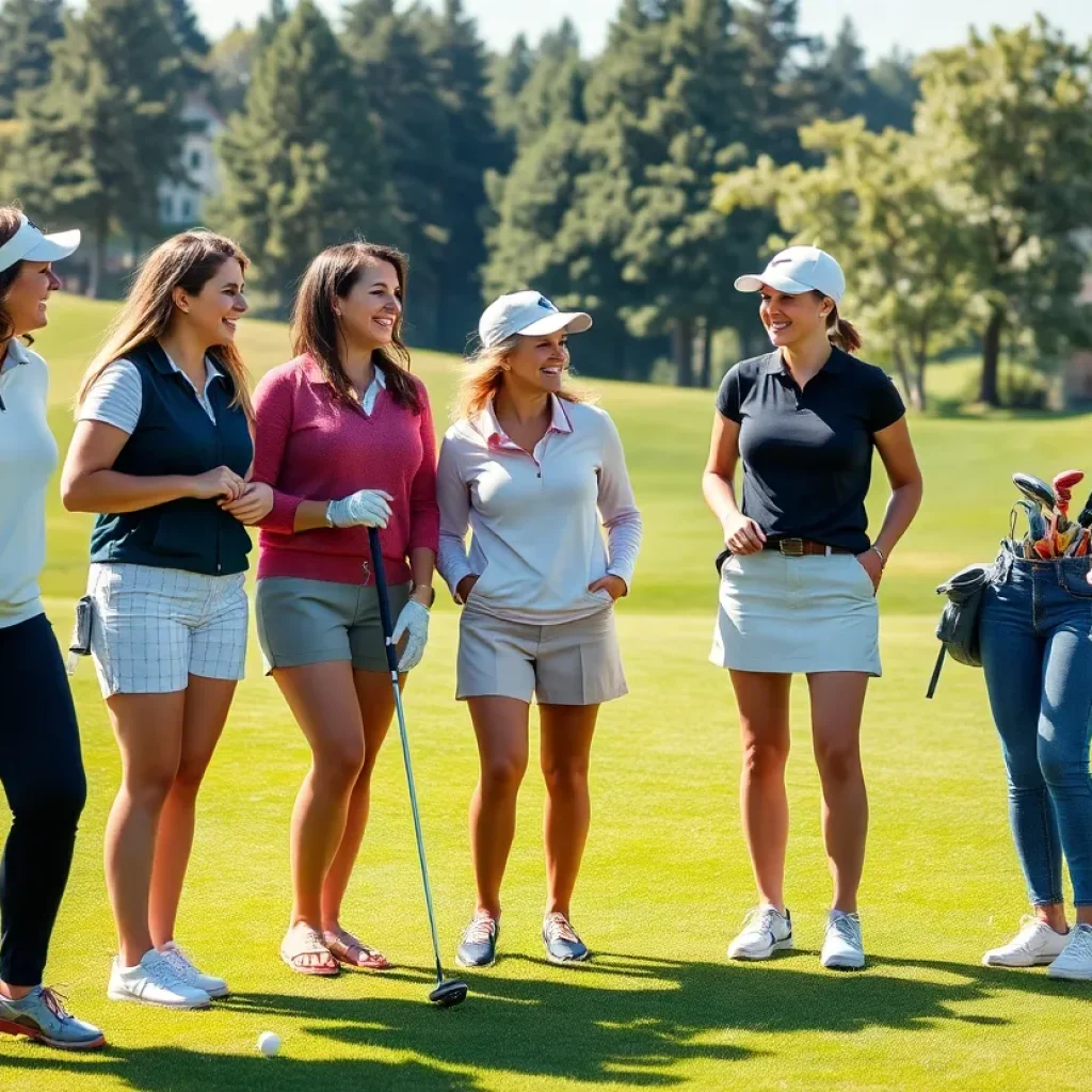 Women enjoying a golf outing together on a sunny day.