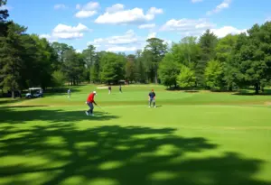 Golfers competing at the Bayou City Collegiate Classic tournament
