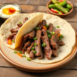 Brisket shawarma with hummus and pickles