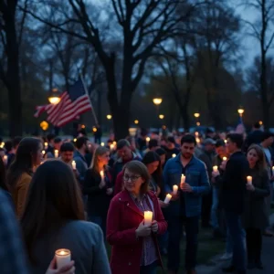 Participants at a candlelight vigil remembering Charlie Kirk.