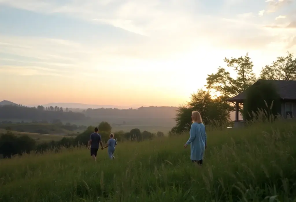 A peaceful landscape representing community and legacy