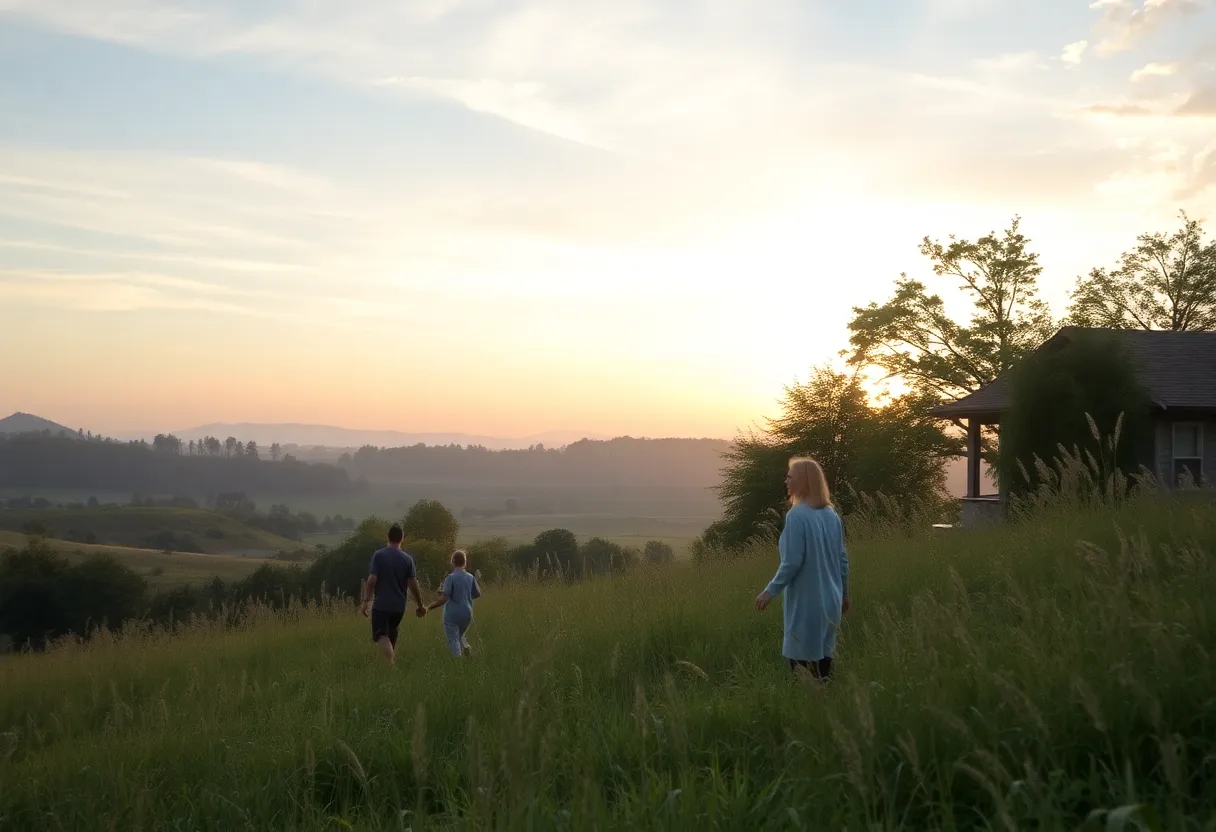 A peaceful landscape representing community and legacy