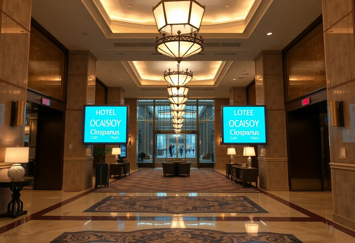 Image depicting the decline in hotel revenue with empty hotel spaces.