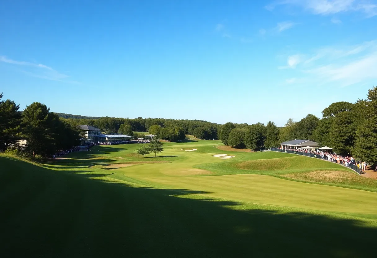 Scenic view of a golf course during the French Open