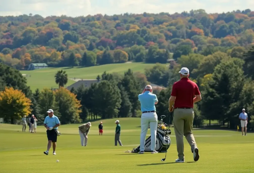 Golfers participating in a charity golf tournament