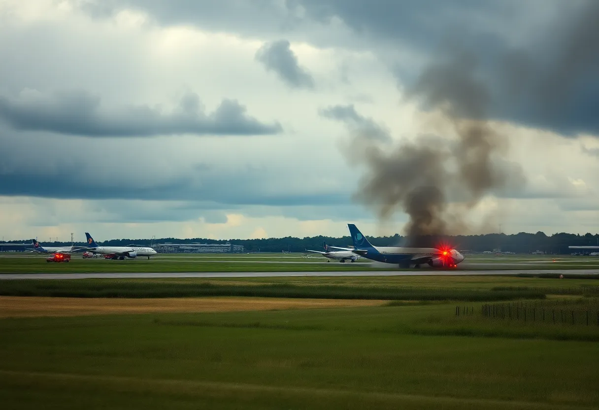 Emergency response at the site of a plane crash in Harris County