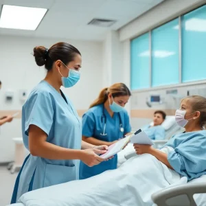 Nurses providing care in a healthcare setting