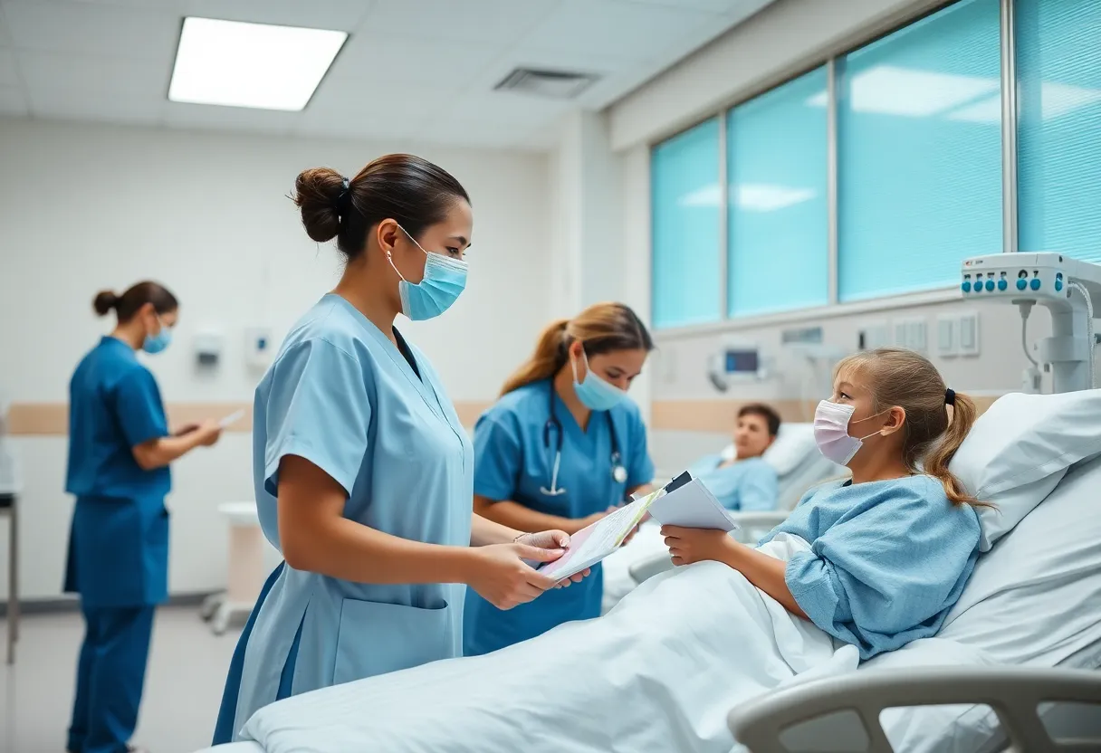 Nurses providing care in a healthcare setting