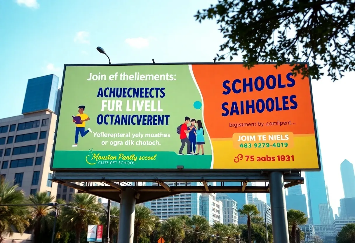 Billboard promoting HISD's academic achievements and enrollment