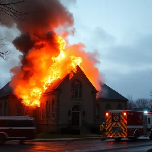 Emergency responders battling a church fire in Houston