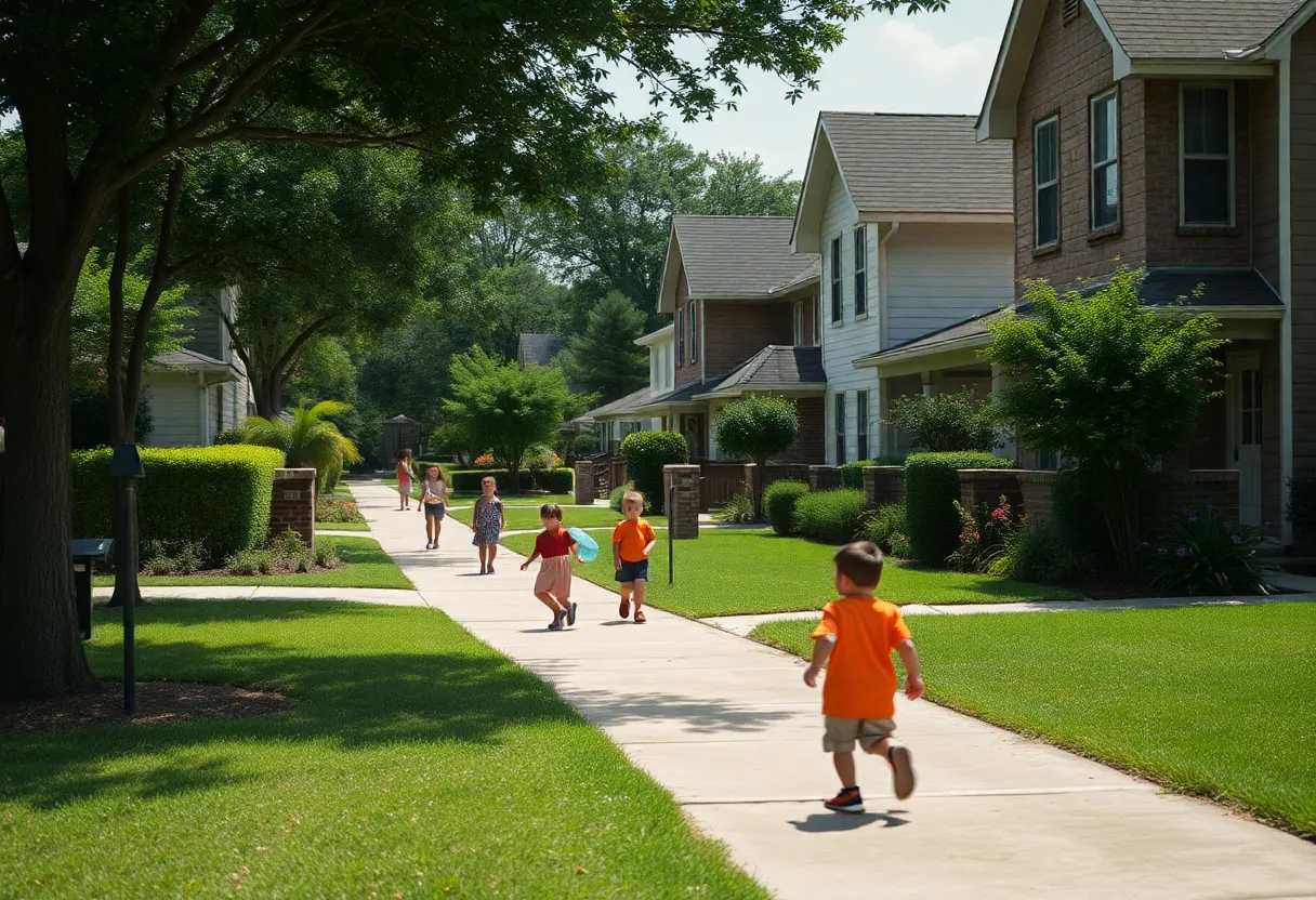 Children playing in a Houston neighborhood