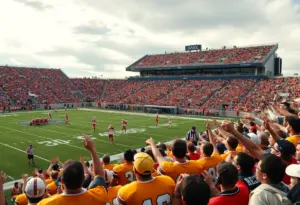 Crowd celebrating during the Houston Cougars overtime victory