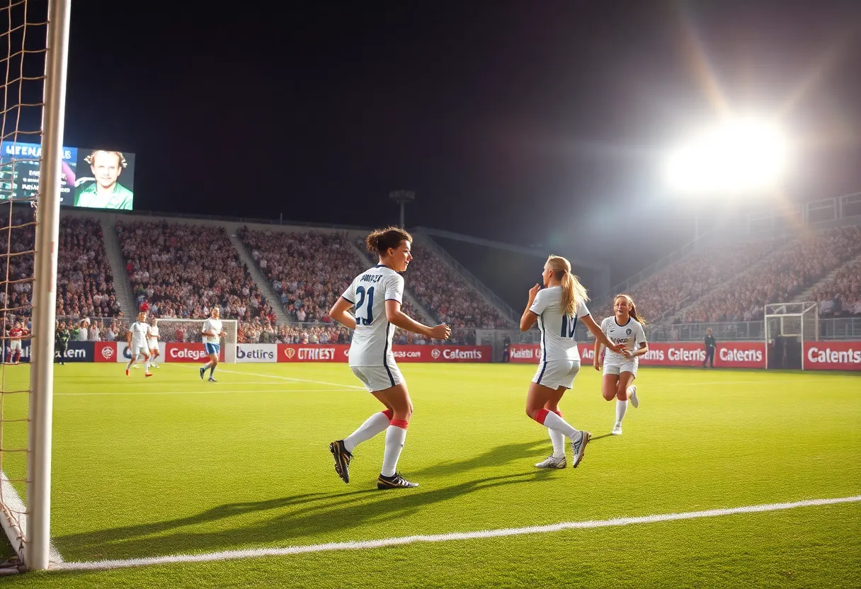Houston Cougars soccer team celebrating a goal during a match