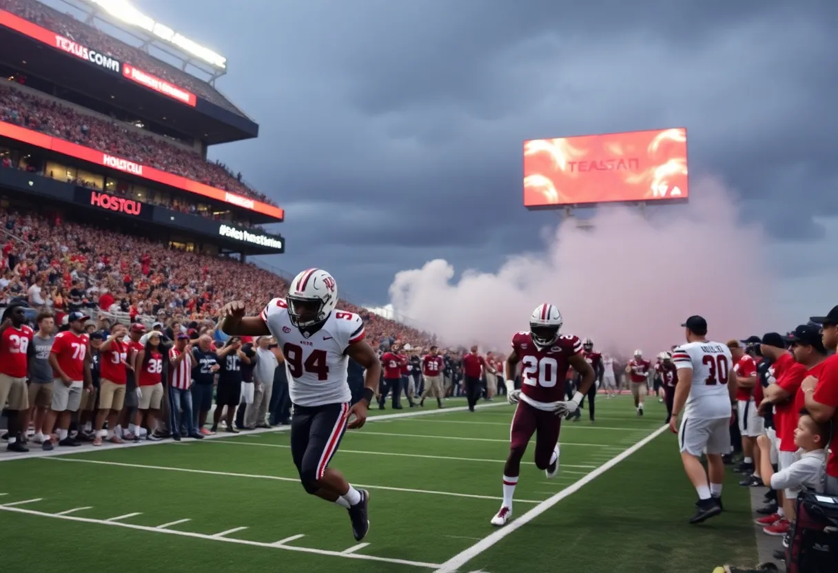 Houston Cougars playing against Texas Tech Red Raiders