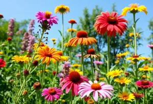 A garden in Houston showcasing colorful flowering plants that thrive year-round.