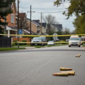 Police investigation area with evidence markers in Houston