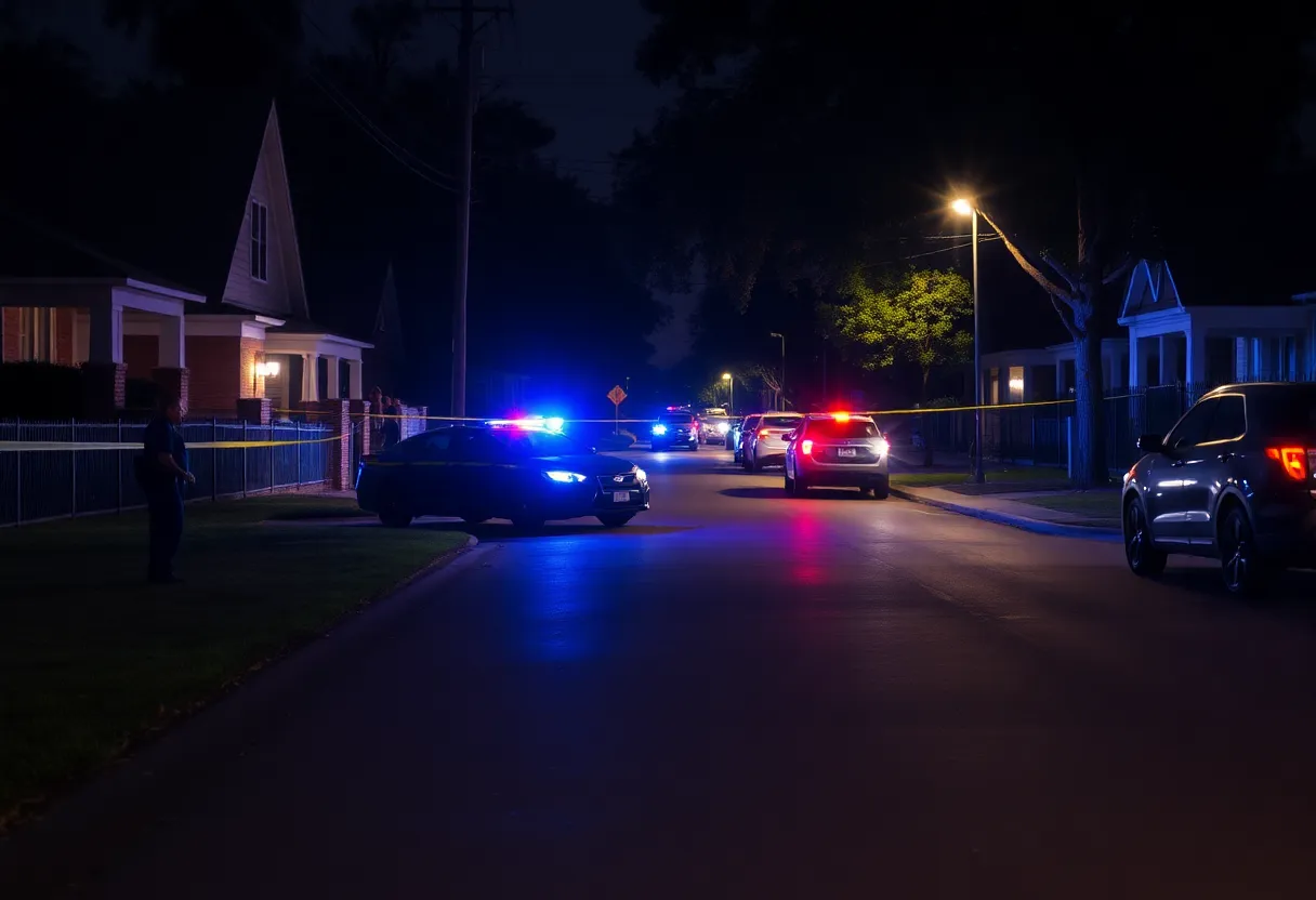 Police at the scene of a shooting in a Houston neighborhood