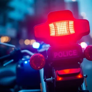 Houston Police motorcycle at a traffic incident scene
