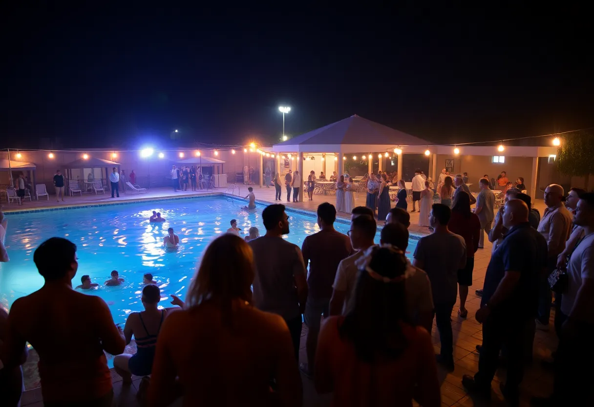 Scene of a pool party where a shooting incident occurred
